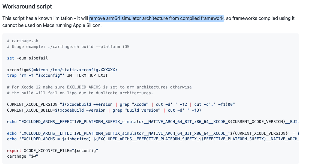 remove arm64 simulator architecture from compiled framework